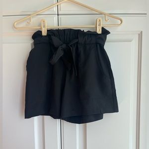 Black Tie-Front Flowy Dress Pants